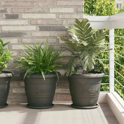 Produktbild von Runder Blumentopf - VIDAXL - 24 pcs - Schwarz Ø 26 x 21,5 cm Kunststoff