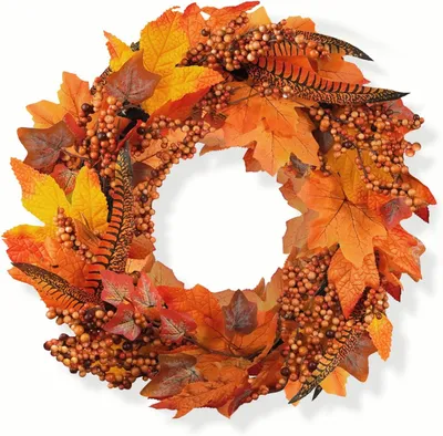 Productafbeelding van Autumn Maple Leaf Wreath for Front Door with Artificial Foam Cuttings Autumn Harvest Wreath for Autumn Thanksgiving Corridor Corridor Party