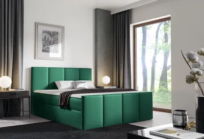 Produktbild von Bett mit Matratze und Lattenrost LOLA – 180x200, grün 1 + ER Topper