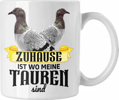 Produktbild von Trendation - Taubenzüchter Geschenk Zaubenzucht Zubehör Tauben Tasse Lustiger Spruch Taubenflüsterer Taubenliebhaber Becher Zuhause Ist Wo Meine Tauben Sind (Weiß)