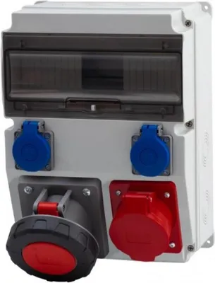 Productafbeelding van CAJA verdeeldoos, 16A/5P, 63A/5P, 2x230V, 12 meter, IP65