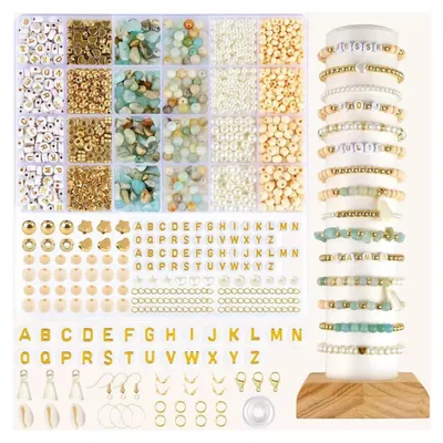 1440-teiliges Amazonit-Perlen-Set für DIY-Armbänder