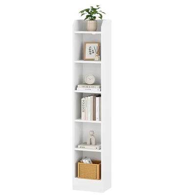 Produktbild von Bücherregal Standregal, 6-stöckiges, 24 x 30 x 169,5 cm Weiß | Standregal, Aufbewahrungsregal, Sammlerregal, verstellbare Paneele