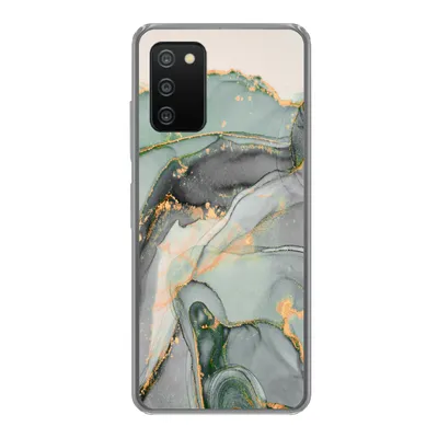 Produktbild von MuchoWow® Handyhülle Schutzhülle Hülle für Samsung Galaxy A03s Gold - Marmor - Grün - Luxus - Glitzer - Marmoroptik Silikon Softcase Handy Hülle - Schutz