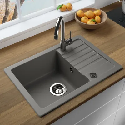 Produktbild von LINDBERGH® Granitspüle Grau "SIM33" inkl. Siphon Einbauspüle Küchenspüle KÜCHE Spüle