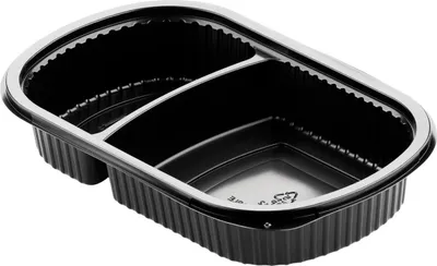 Produktbild von Menübox 2 Schwarz PP 240x150x40 | Packung (50 Stück)