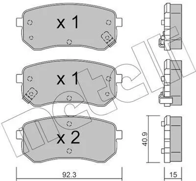 Produktbild von METELLI 22-0815-0 Bremsbeläge Satz Hinten Bremsklötze für HYUNDAI i10 (PA) für KIA Picanto (SA)