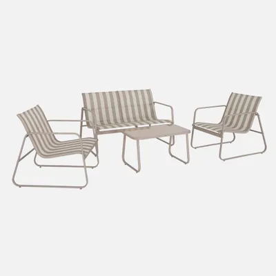 Produktbild von sweeek - Gartenset aus Metall und Textilene für 4 Personen - Beige