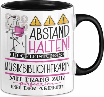 Produktbild von Musikbibliothekarin Tasse Geschenk Lustig Abstand Halten Hochleistungs-Musikbibliothekarin Mit Drang Zur Perfektion Bei Der Arbeit (Schwarz)