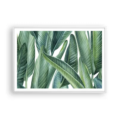 Produktbild von Gerahmtes Poster - Weißer Rahmen - Exotisch Blätter Grün - 100x70 cm - Wand Bild - Wanddeko - Wandbilder - Kunstposter - Wandposter - Bilderrahmen - Bilder - Kunstdruck - Wandbild - P2WAA100x70-4258