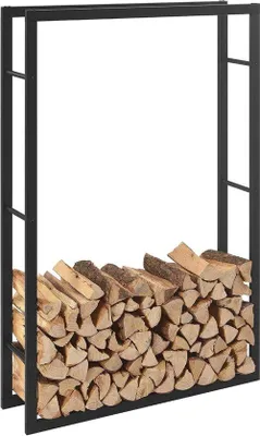 Productafbeelding van Houtopslag Rek - Hout Opslag - Buiten Opslaan - Stabiele Constructie - 100x25x150cm - Zwart
