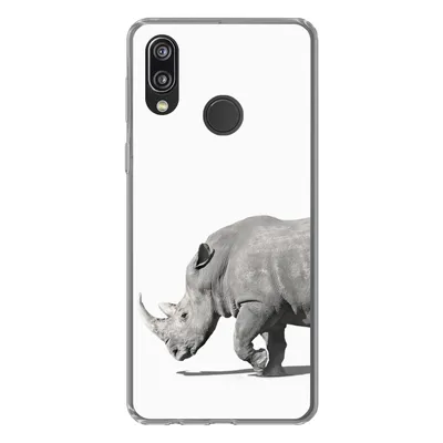 Produktbild von MuchoWow® Handyhülle Schutzhülle Hülle für Huawei P20 Lite (2020) Rhinozeros - Tiere - Weiß Silikon Softcase Handy Hülle - Kartenhalter