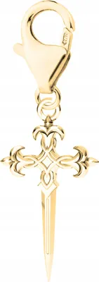 Productafbeelding van Gouden hanger met dolk, kruis, dolk, zilver 925