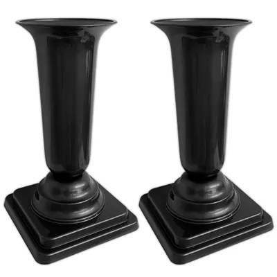 Immagine prodotto di Set da 2 vasi per tombe, colore nero, decorazioni per tombe in plastica, vasi per fiori da cimitero con base, decorazioni per tombe, vaso per tombe, vaso per fiori da cimitero