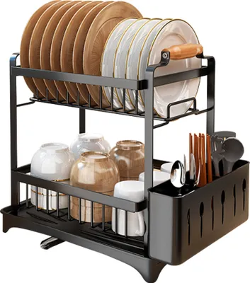 Produktbild von Abtropfgestell Geschirrstaender Abtropfständer Geschirrkorb Dish Drying Rack Dish Drainer 42x26.5x38cm Schwarz