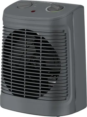 A gray Rowenta electric heater is shown against a light gray background.