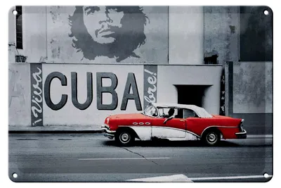 Produktbild von Blechschild Spruch 30x20cm Cuba Guevara Auto rot Oldtimer