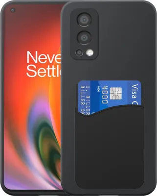 Image de Convient pour OnePlus Nord 2 Phone Case with Silicone Card Holder - Flexible Back Cover Case Silicone TPU with Silicone Cardslot - Black - Smartphonica