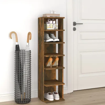 Produktbild von vidaXL Stojan na topánky smoke oak 27,5x27x102 cm odvodený výrobok z dreva