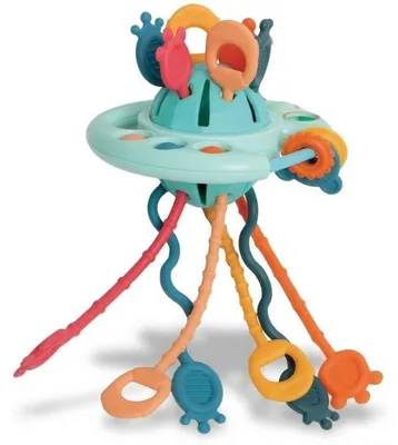 Produktbild von Bocioland UFO-Sensorikspielzeug mit Ziehfunktion, Beißring und Rassel