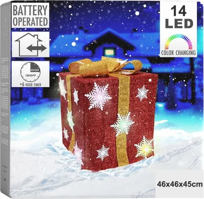 Zdjęcie produktu dla Prezent świecący czerwony 14 LED 46 cm