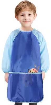 Imagen del producto de Delantales para niños con mangas, talla L (125-145 cm), color azul, para pintar y cocinar