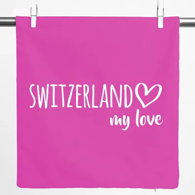 Produktbild von Huuraa Kissenbezug Switzerland my love 40x40cm Fuchsia Baumwolle Dekokissenbezug Geschenkidee