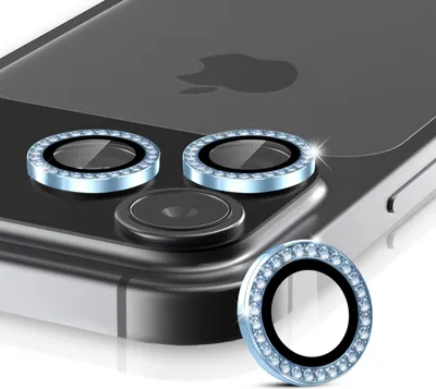 Produktbild von Kamera Linsenschutz Glas Set mit Schmucksteinen für Apple iPhone 17 Pro Schutzglas Camera Linse Panzerfolie 9H Sierra Blau