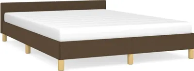 Zdjęcie produktu dla Rama Łóżka Z Zagłówkiem, Ciemnobrązowa 140X190 Cm Obita Tkaniną Lumarko!