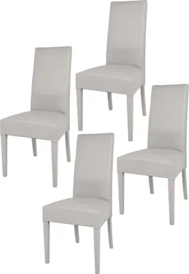 Immagine prodotto di t m c s Tommychairs - Set di 4 sedie moderne LUISA per cucina e sala da pranzo, struttura robusta in legno di faggio laccato colore grigio chiaro, imbottite e rivestite in Pelle finta grigio chiaro