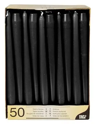 Obrázek produktu pro PAPSTAR 10392 PAPSTAR Leuchterkerzen, 22 mm, schwarz, 50er Pack
