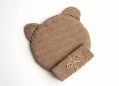 Produktbild von Babydecke aus Baumwolle mit Teddybären-Kissen