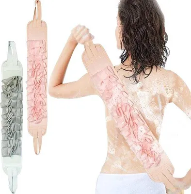 Immagine prodotto di Spugna esfoliante per la schiena rosa e grigia, confezione da 2