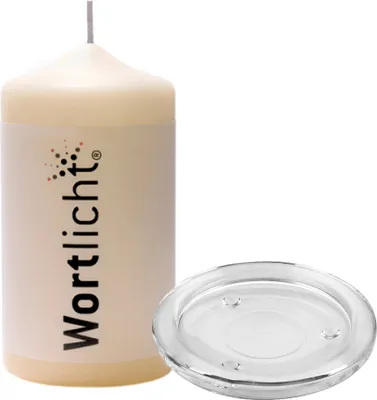 Produktbild von Bulla Design Wortlicht Kerze mit Glasteller, Glas Untersetzer, Leuchtende Gedanken zum Abschied / Trauer