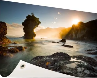 Produktbild von Gartenposter - 120x80 cm - Sonnenaufgangsstrand Neuseeland  - Modernes Wandbilder