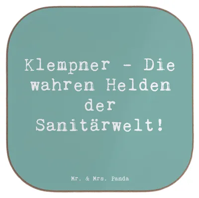 Produktbild von Mr. & Mrs. Panda Untersetzer für Gläser Spruch Klempner Helden - Meeresbrise - Geschenk, Getränkeuntersetzer, Geschenke Berufstätige, Berufspassion, weinglasuntersetzer