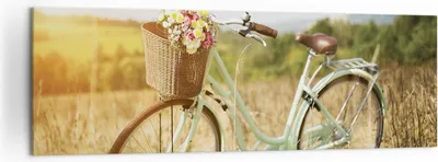 Produktbild von Bild auf Leinwand - Leinwandbild - Einteilig - Fahrrad Wiese Blumen - 160x50cm - Wand Bild - Wanddeko - Wandbilder - Leinwanddruck - Bilder - Wanddekoration - Leinwand bilder - AB160x50-4206