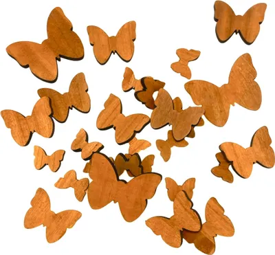 Produktbild von Holz-Streudeko, 28 Schmetterlinge aus Holz, Tischdekoration Orange