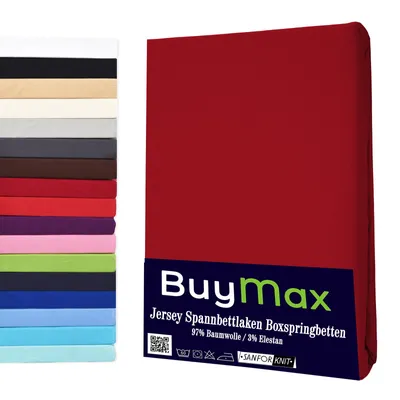 Produktbild von Buymax® Spannbettlaken Wasserbettlaken Jersey Wasserbett Boxspringbett 180x200-200x220 cm 160g/m² Farbe: Bordeaux