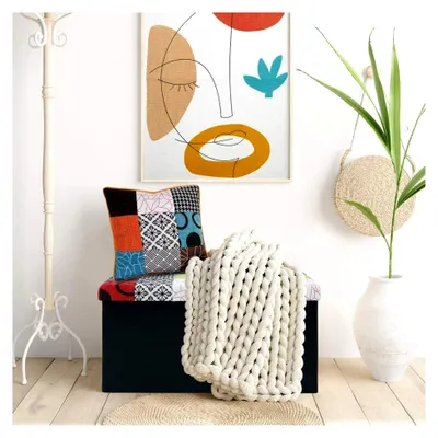 Produktbild von Truhenbank, faltbar, Patchwork, 76 x 38 x 38 cm