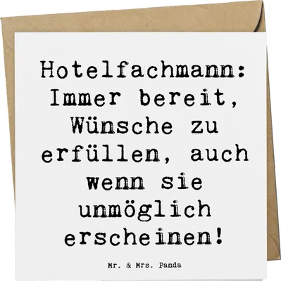 Produktbild von Mr. & Mrs. Panda Glückwunschkarte Spruch Hotelfachmann Zauber - Weiß - Geschenk, Grußkarte, Beruf, Gäste, Veranstaltungen, Klappkarte, anlasskarte, Reservierungen, Berufe