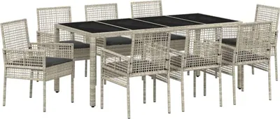 Immagine prodotto di vidaXL Set da pranzo da giardino 9 pezzi in polirattan grigio chiaro