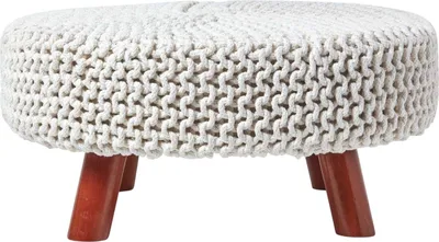 Zdjęcie produktu dla HOMESCAPES Podnóżek z dzianiny, wysokość 30 cm, natura