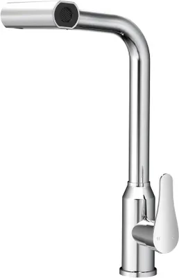 Immagine prodotto di Rubinetto da cucina ad alta pressione in acciaio inossidabile, orientabile a 360°, 4 tipi di getto, estraibile