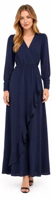 Image de Robe longue NAF NAF Rita, couleur marine, idéale pour une soirée, taille XS