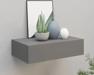 Produktbild von The Living Store Wandregal mit Schublade Grau 40x23,5x10 cm MDF
