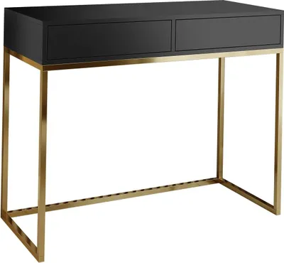 Produktbild von BETTSO Moderner schwarzer Schminktisch CUBIC 80 im Loft-Stil auf einem goldenen Gestell