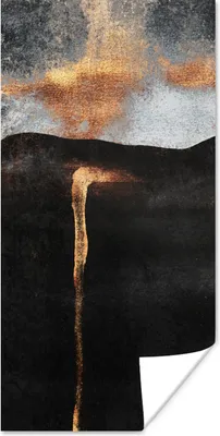 Produktbild von MuchoWow® Poster Abstrakt - Gold - Chic - Schwarz - Grau 60x120 cm - Wandschmuck