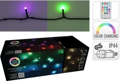 Produktbild von LED Lichterkette RGB 48er Strom Timer Fernbedienung außen Funktionen 4,8m