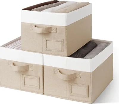 Produktbild von Aufbewahrungsboxen Set von 3 Stoffaufbewahrungsboxen für Kleidung - Weiß&Rosé